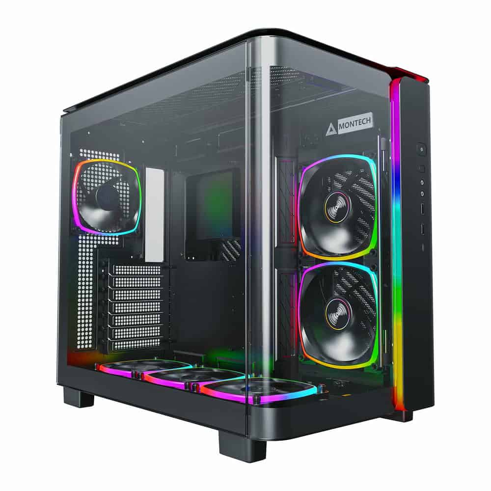 Montech KING 95 PRO Black Mid Tower Dual Chamber Case with 6 ARGB Fans and 10 Port ARGB Hub